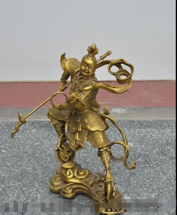 wang6710915++China Brass Warrior Nezha Na Zha Third Prince Nalakuvara On Hot Wheels Statue | Дом и сад