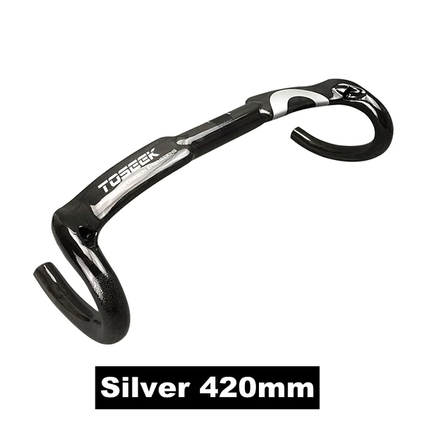 Silver 420mm Toseek углеродное волокно руль велосипеда изогнутый руль велосипеда для шоссейного велосипеда горный велосипед 400/420/440 мм 31,8 мм - Цвет: Silver 420mm