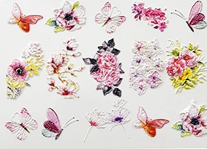 3D Acrylic Engraved flower Nail Sticker flower fish butterfly Water Decals Empaistic Nail Water Slide Decals hot Z0166 - Цвет: 2