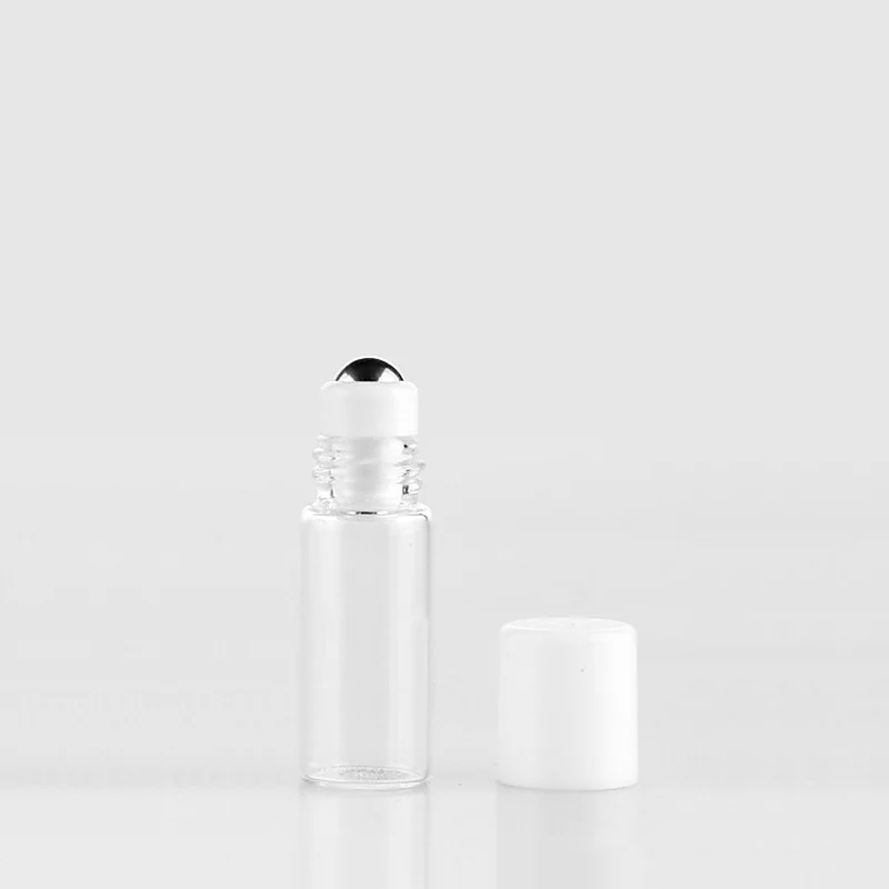 2ml 100 шт./лот, стеклянные флаконы для духов с рулоном, пустые косметические эфирные масла, флакон для путешествий со стальным шариком - Цвет: 2ml