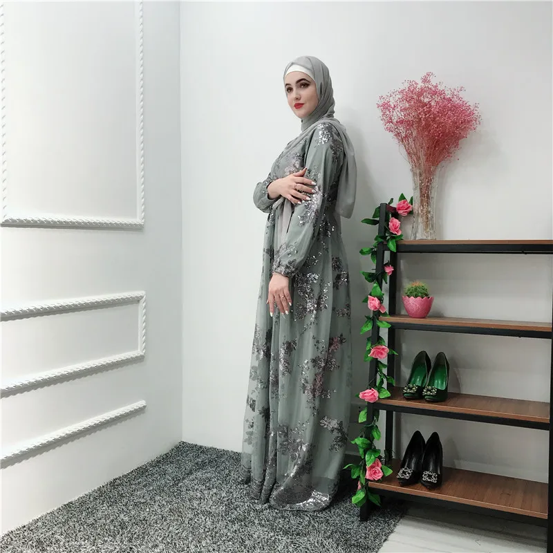 Роскошные мусульманские кружевные вышитые бронзовые abaya Полные платья кардиган KimonoLong халаты Jubah Ближний Восток Eid Рамадан исламский