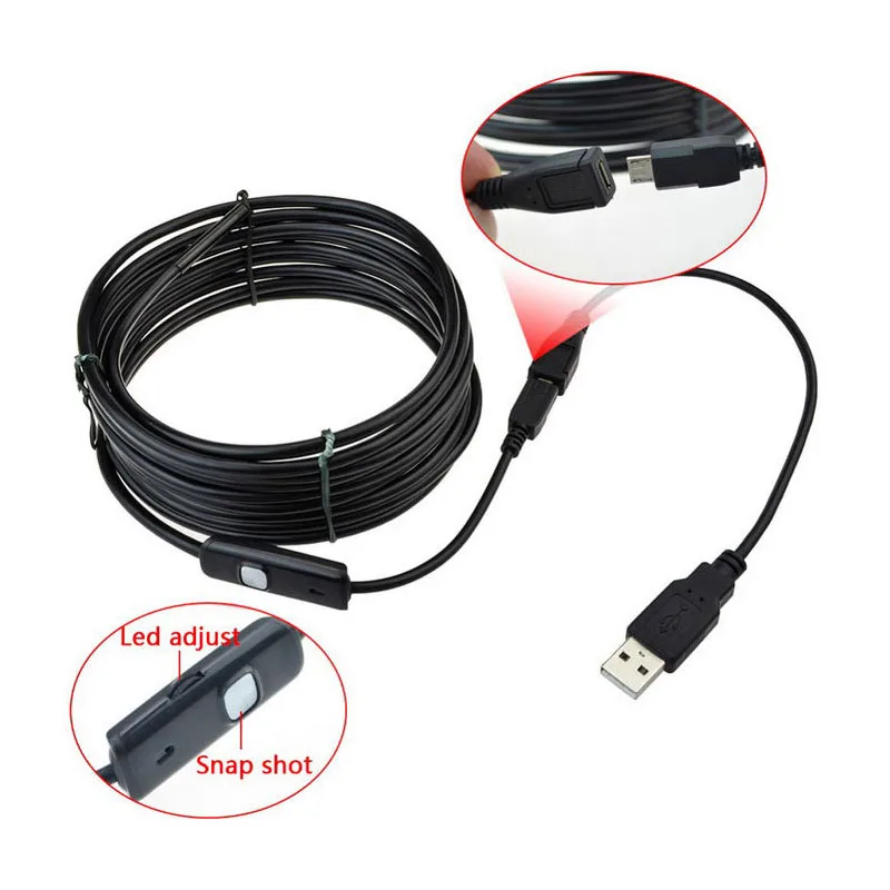 USB-кабель для эндоскопа 5 мм 6 светодиодов 2 м | Инструменты