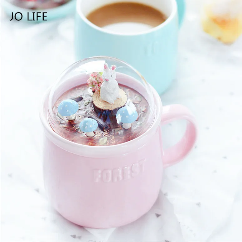 JO LIFE Home креативная молочная кофейная кружка лесной микро пейзаж животное 400 мл керамическая чашка