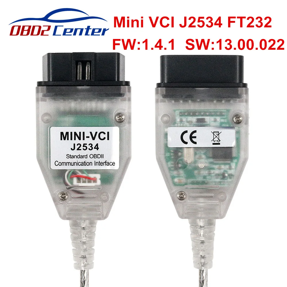 FTDI FR232RL Mini-VCI J2534 OBD2 Диагностический интерфейс Mini VCI 13.00.022 для Toyota techscray автомобильный диагностический сканер кабель