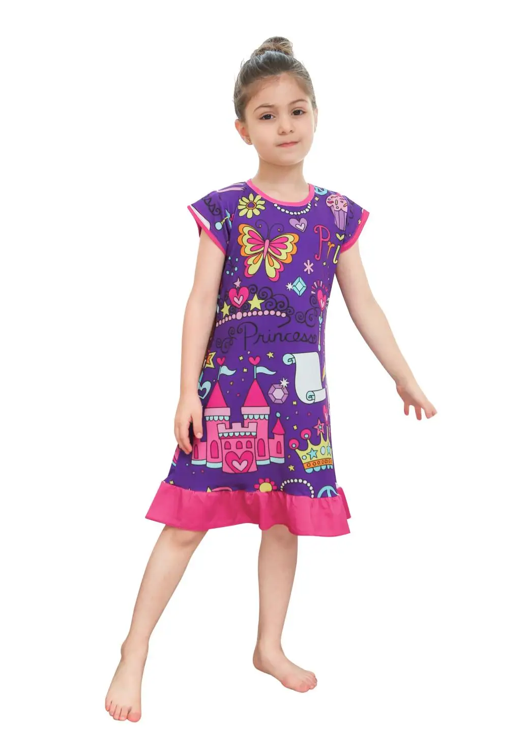 Новинка детские фиолетовые ночные рубашки принцессы Детская ночная рубашка из
