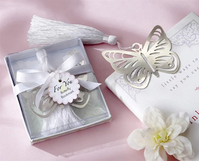 

80pcs/lot butterfly bookmark for wedding decoration wedding baptism favors and gift for wedding party baby show Free shipping