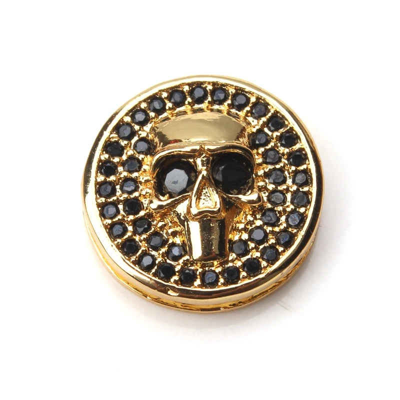 1pc 14*14mm Copper skull black crystal charms Pave CZ Cubic Zirconia Fitting handmade craft jewelry accessories findings making | Украшения
