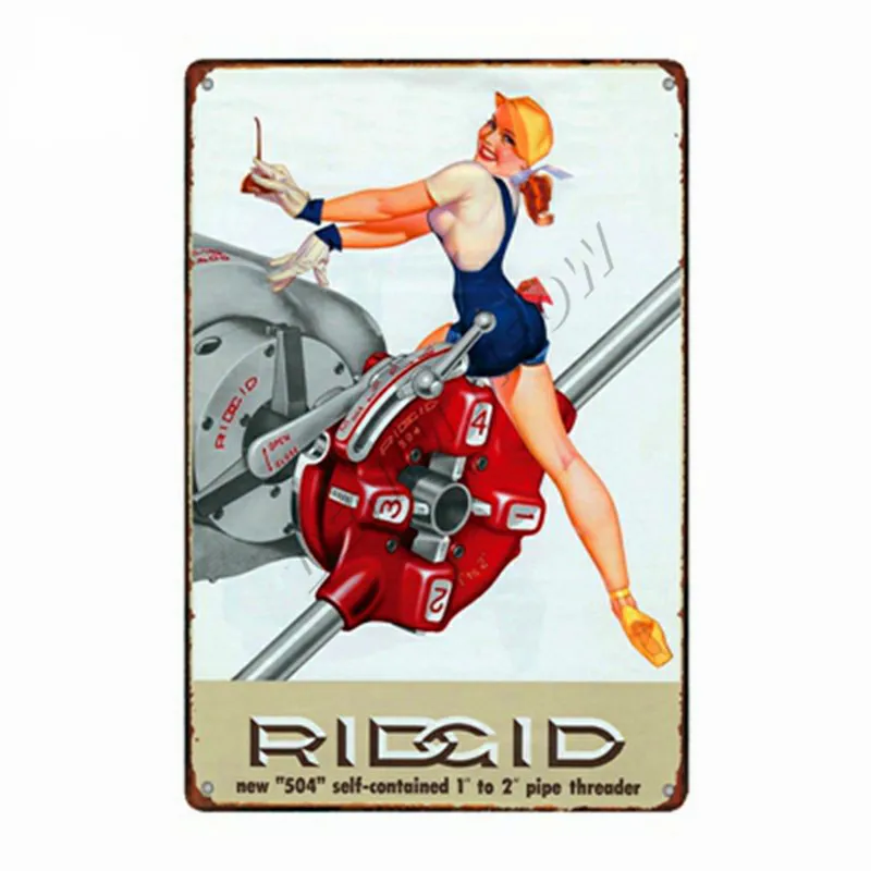 10 Что хороший залив бензин Винтаж Pin Up Девушка металлическая жестяная вывеска самолет мотоцикл плакат настенный налет двигатель картина маслом Декор WY69 - Цвет: 10