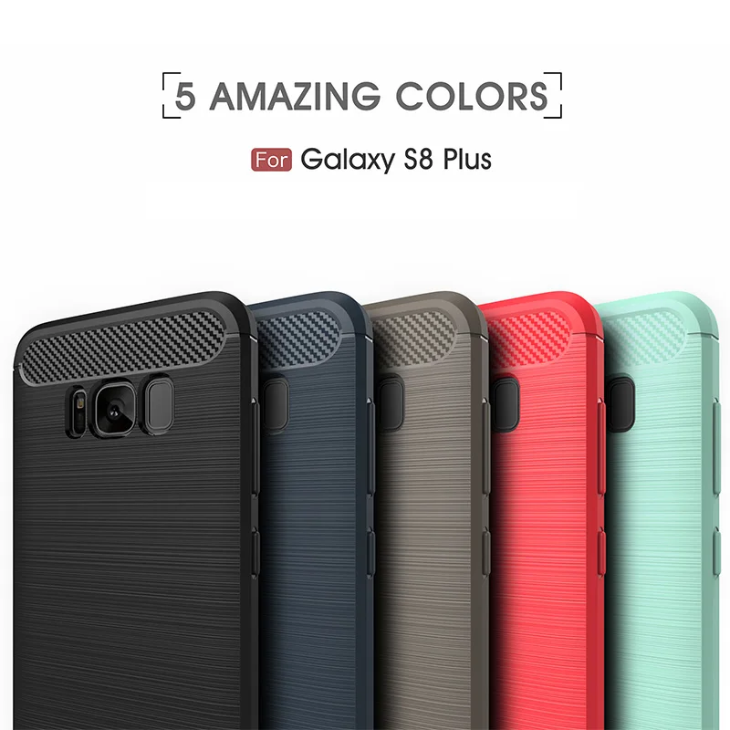 Nenuka for Samsung Galaxy S8 Plus Case Cover Silicone Soft TPU Brushed Carbon Fiber Texture Phone S9 A8 2018 J7 Note 8 |