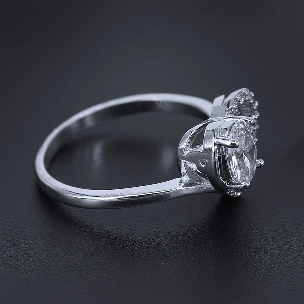 2017 кольцо с сердцем проложенные тонкие Кристальные кольца набор овал куб