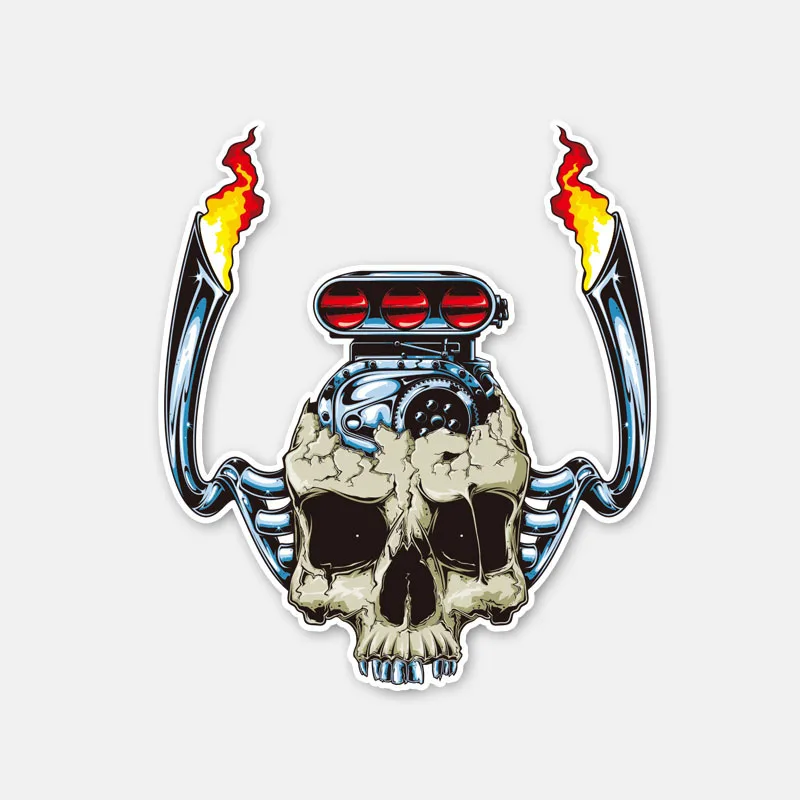

YJZT 11CM*12.6CM Creative Torch Brilliant Retro Skull Window Body Car Sticker Accessories Decal 6-2894