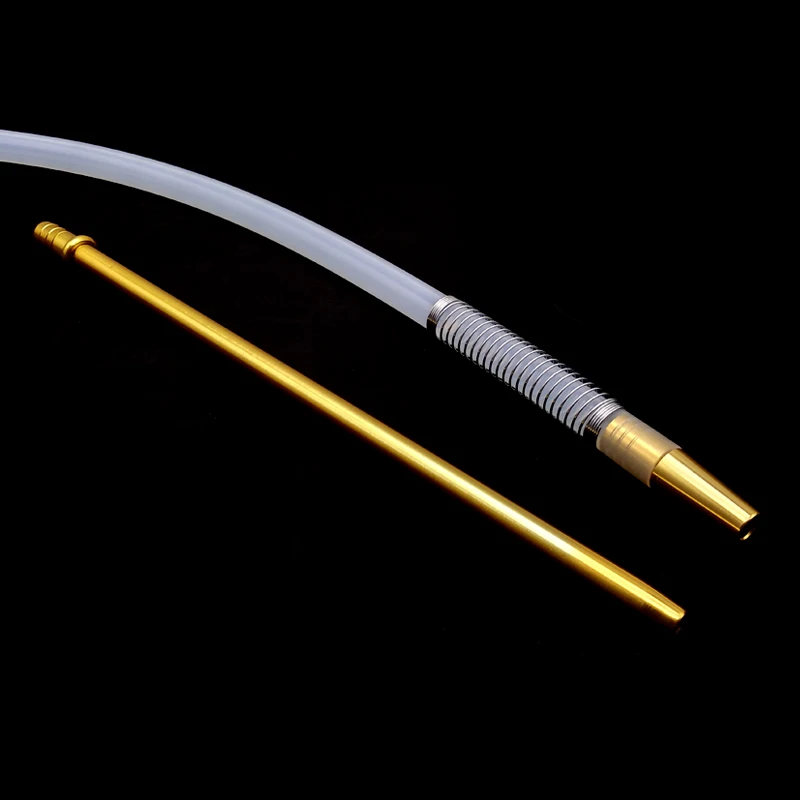 Золотая ручка и прозрачный белый силиконовый шланг с пружиной для кальяна