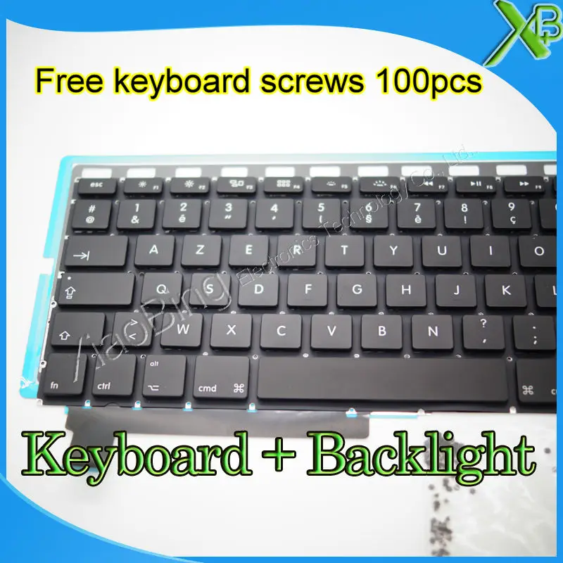 Совершенно новая AZERTY FR Французская клавиатура + Подсветка 100 шт. винтов для