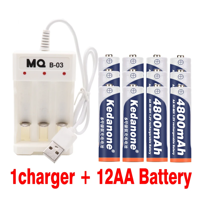 2019 Лот 4 ~ 20 шт AA батареи аккумуляторные 1 2 V 4800mAh Ni-MH 2A для камеры + зарядное