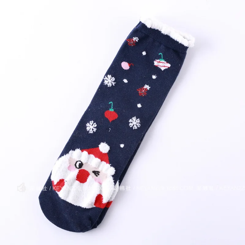 green Santa Claus PEONFLY/теплые женские носки с героями мультфильмов kawaii милые японские рождественские носки счастливые носки с Рождеством забавный подарок на год, Прямая поставка - Цвет: green Santa Claus