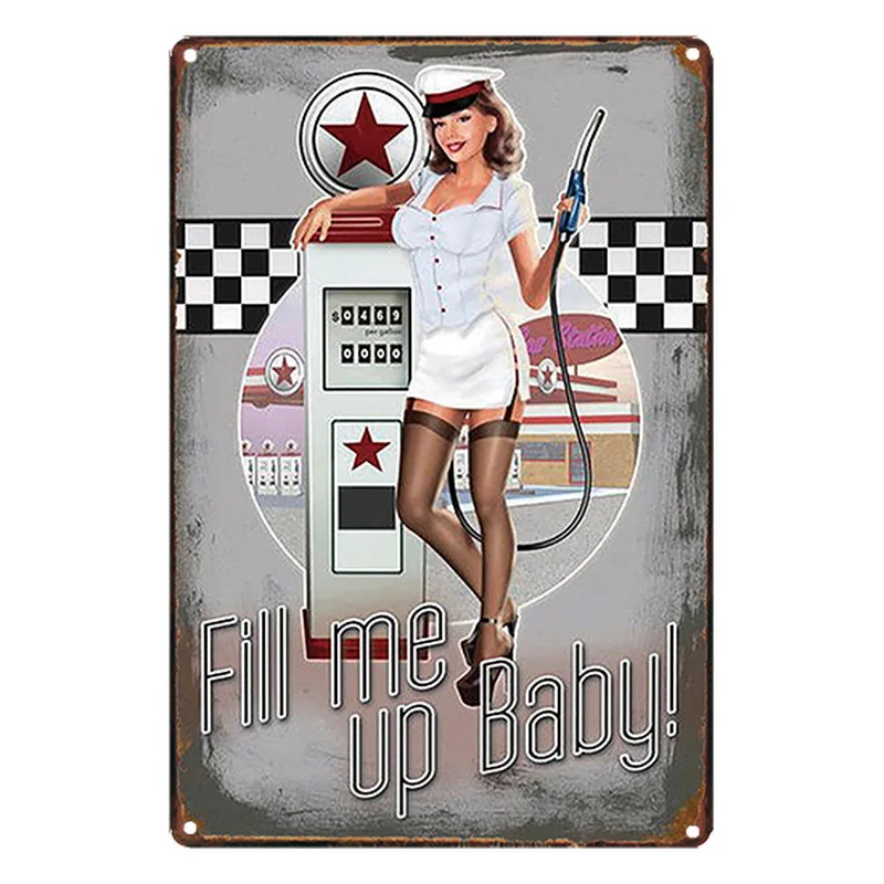 YVEVON pin up художественный оловянный знак для украшения стен паба кафе бара