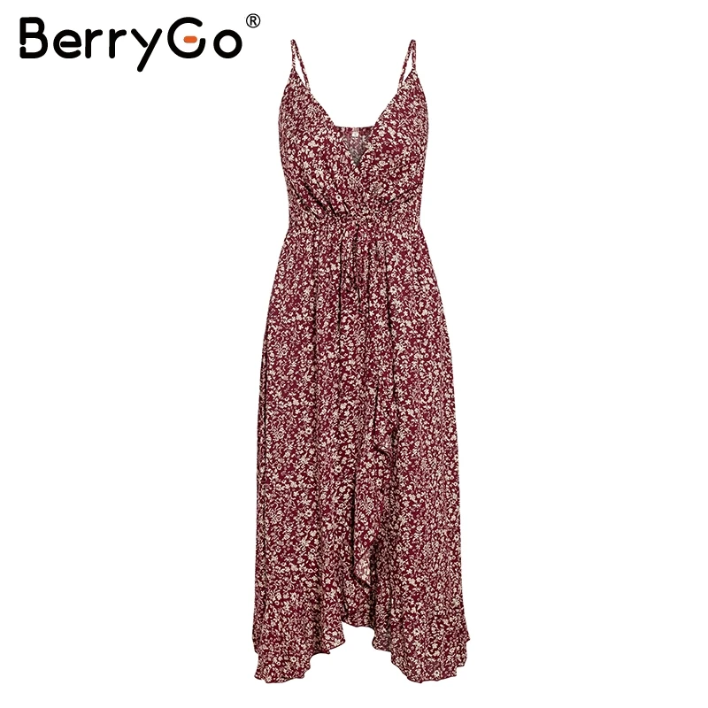 Simplee на тонких бретельках летнее платье для женщин в богемном стиле с цветочным