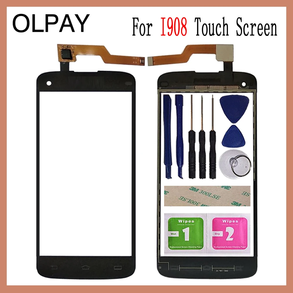 OLPAY 5,0 ''сенсорная стеклянная панель для Philips i908 сенсорный экран дигитайзер стекло сенсор инструменты Бесплатный клей+ прозрачные салфетки