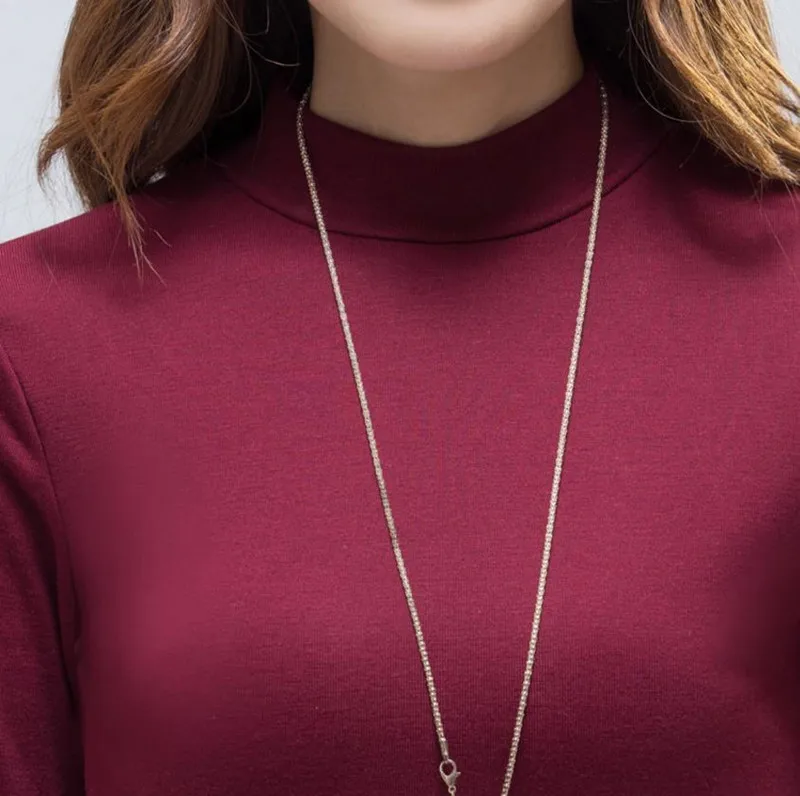 

Pop Fashion Women T-shirt Solid Color Casual long-sleeved Pullovers Fashion