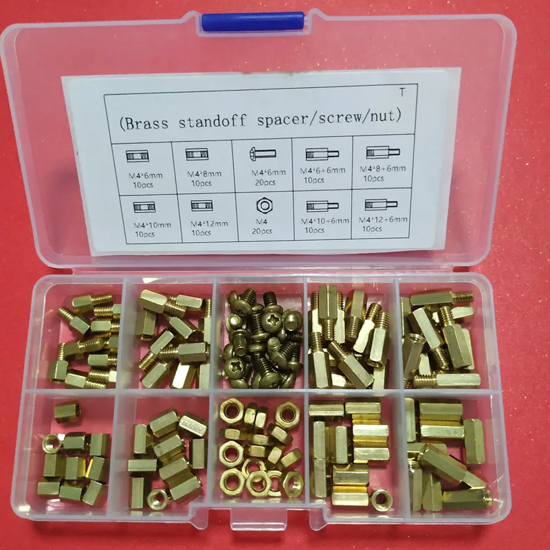 120 шт. M4 Шестигранная гайка винт с прорезями латунная резьба опора PCB PC