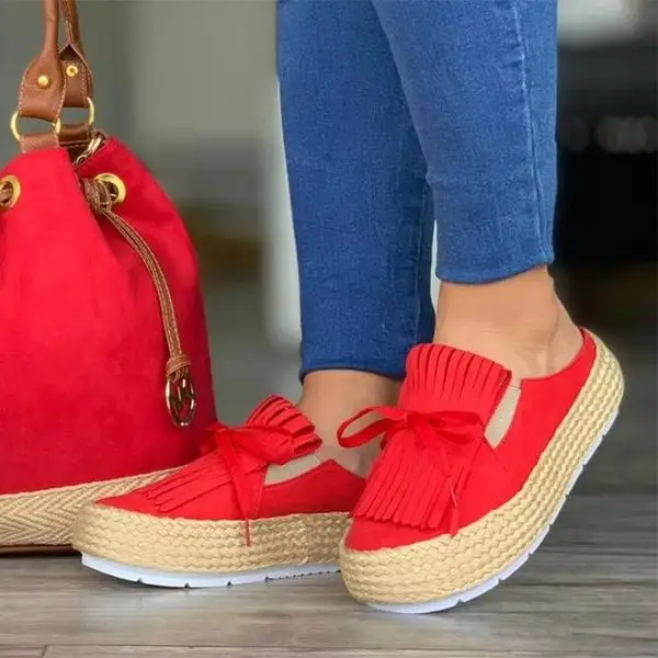 Красный Laamei Women Vulcanize Shoes Canvas Sneakers Shoes Ladies Slip On Breathable Shallow Casual Loafers Plus With Bow - Цвет: Красный