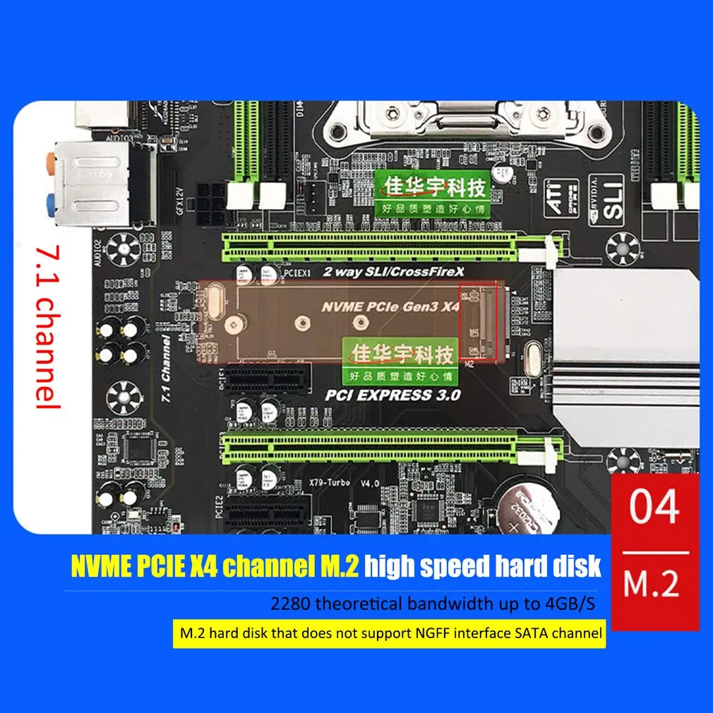 X79 motherboard DDR3 V4 version LGA2011 pin large heat sink Gigabit network card m.2 high speed hard disk interface