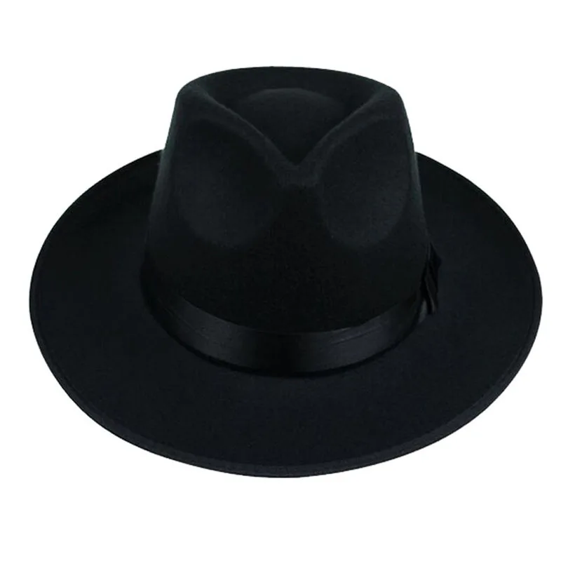 FS унисекс Черный серый цвет коричневый шерсть шляпы Fedora для мужчин мягкая