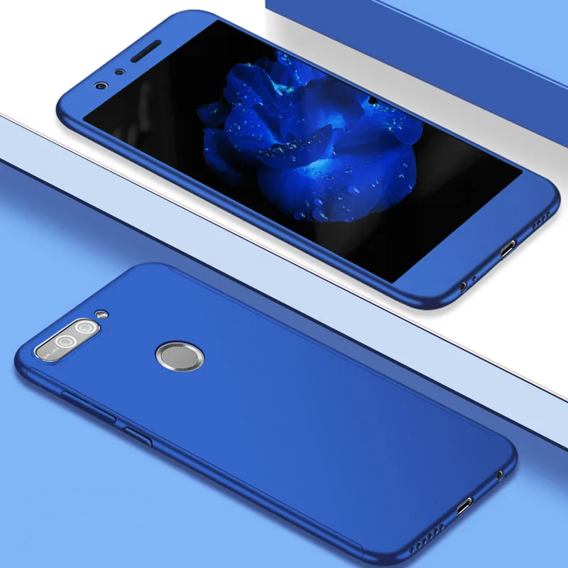 360 Полное покрытие чехол для Huawei Y7 Prime 2018 Y9 задняя крышка Funda с закаленным стеклом