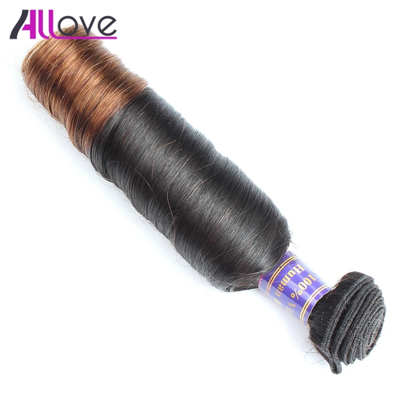 Allove 2 тон Ombre индийские Связки Волосы весна вьющиеся переплетения Пряди