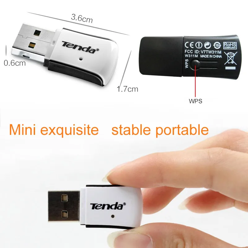 Tenda W311M 150 Мбит Мини Беспроводной USB WiFi адаптер внешний Wi Fi приемник Портативный
