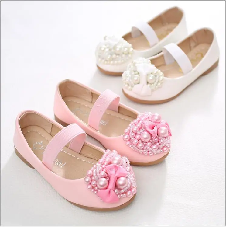 

qloblo Children Princess Sandals Kids Girls Wedding Shoes High Heels Dress Shoes Bowtie Party Shoes Girls Pink White Baby shoes