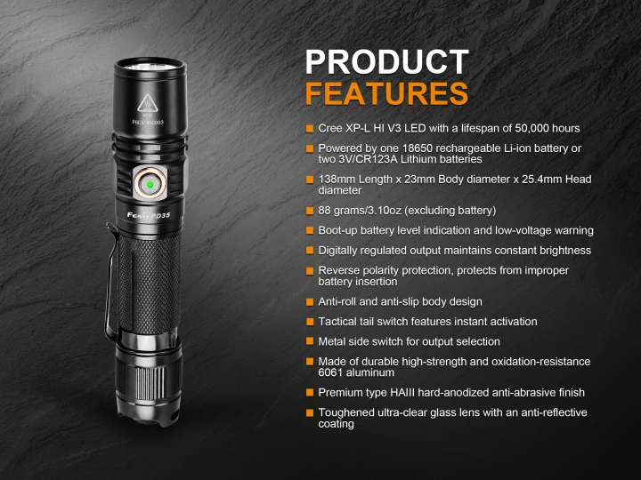 Fenix PD35 V2.0 2018 обновление 1000 люмен фонарик w/ 3500mAh встроенный USB перезаряжаемый