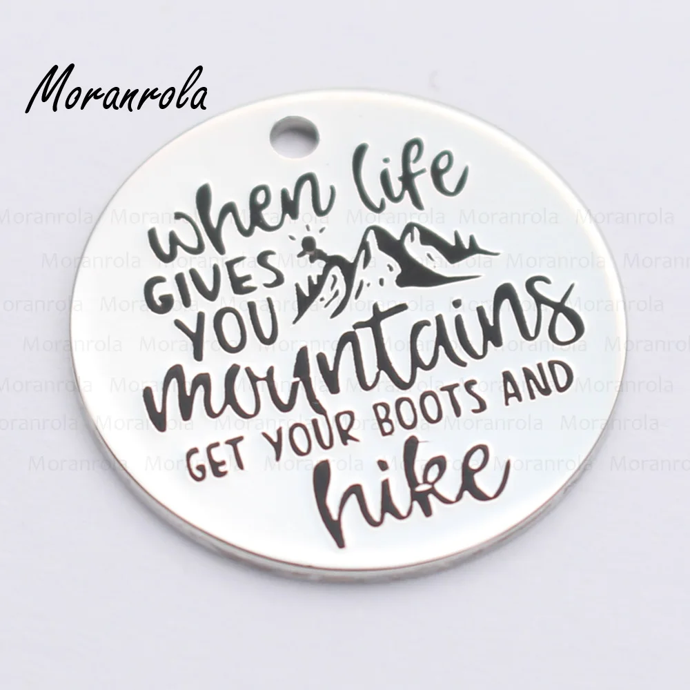 New arried &quotWhen Life Gives You Mountains Get Your Boots And Hike &quotCopper necklace Keychain charm Inspirational Hiking jewelry |