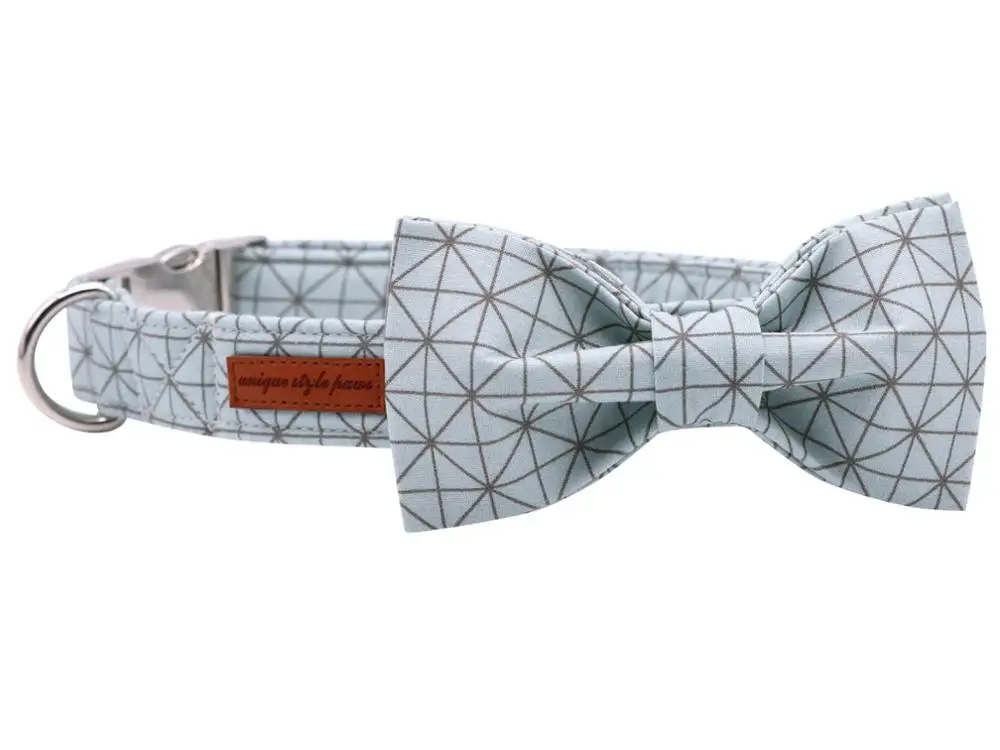 collar with bowtie Уникальный стиль собачьи лапы воротник лето зеленый плед собака галстук-бабочка с воротником - Цвет: collar with bowtie