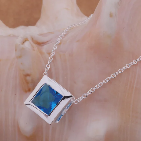 Женское ожерелье из серебра AN582 подвеска книга с синим камнем|necklace life|necklace ironnecklace