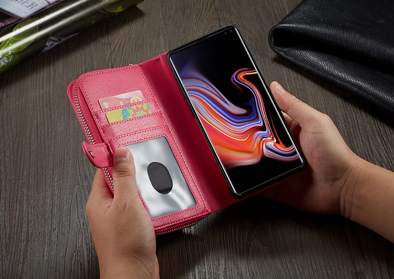 Для samsung galaxy S10 Plus S8 9 Plus S7edge съемный кошелек на молнии Личи узор из искусственной кожи чехол для iPhone 6 7 8 Plus XS MAS