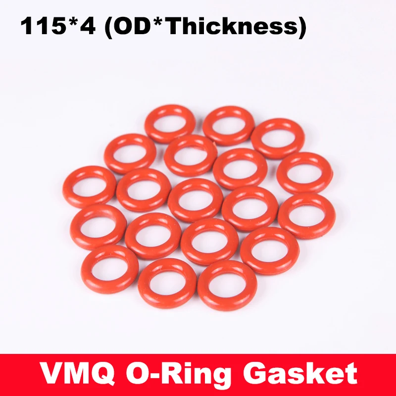 115mm OD 5 шт. 110x4 110*4 115x4 115*4 130x4 130*4(OD* Толщина) 4 мм Толщина Еда Класс красный силиконовые уплотнения масла уплотнительное кольцо - Цвет: 115mm OD