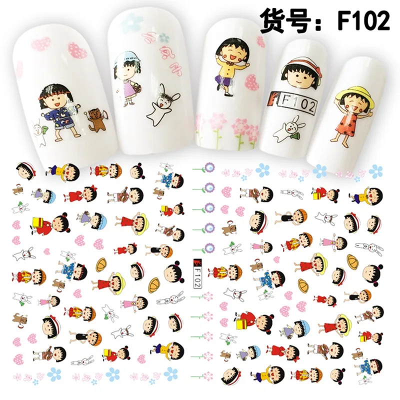 1 лист 3D милый мультфильм Пикачу панда Chibi Maruko медведь шаблон клей дизайн ногтей наклейки украшения DIY Салон Советы F101-104