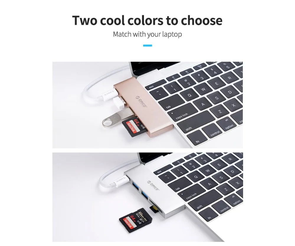 

ORICO USB C HUB Type-C to USB3.0 /Type-C / TF/SD HUB Mini Docking Station For Laptop