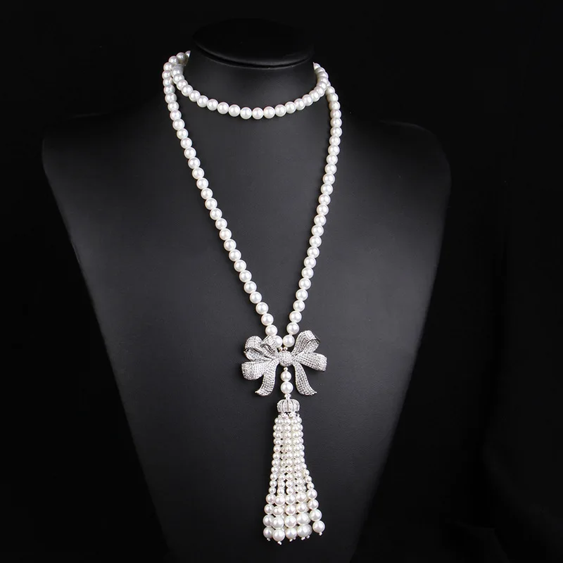 Натуральный пресноводный жемчуг ожерелье для женщин 80 см длинный белый 7 мм