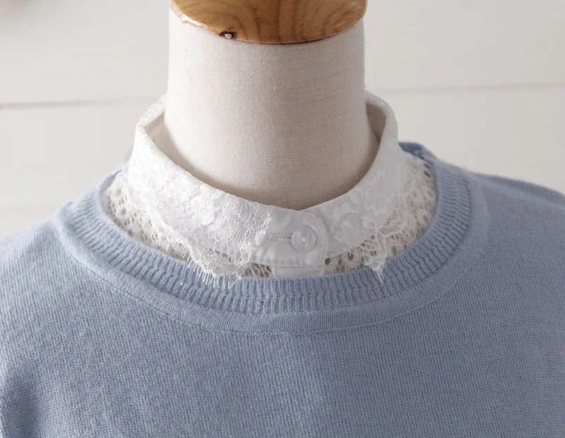 2017 Однотонная рубашка с декоративными жемчужинами для ногтей имитация воротника