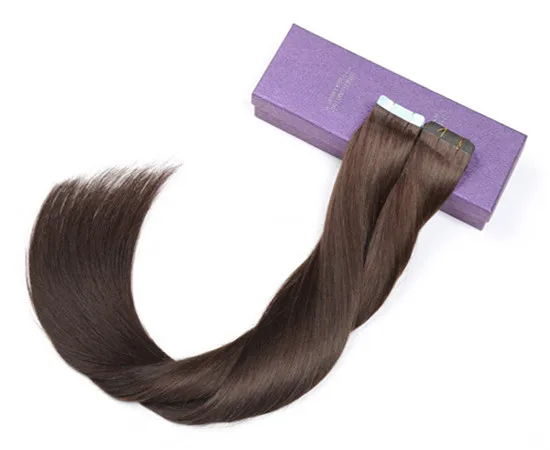 Showcoco лента(с чешуйками в одном направлении), настоящие волосы прямые Волосы remy 16-24 дюймов клей для наращивания 20/40 шт - Цвет: #2