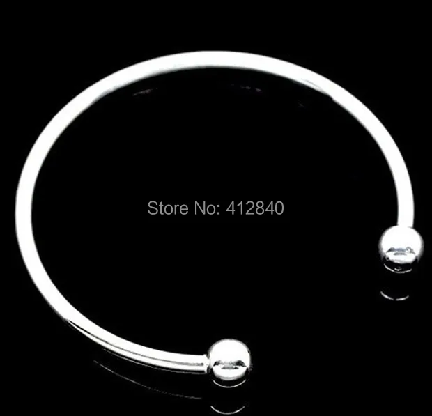 

Free Shipping 5 Pcs Silver Plated Smooth Bangle Bracelets Fit Charm Beads 19cm