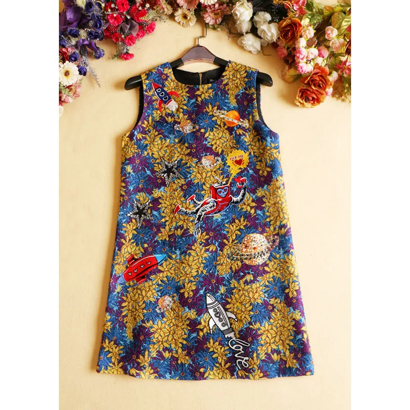 Новое поступление 2017 женское летнее платье с круглым вырезом без рукавов