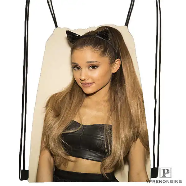 Drawstring Backpack На заказ Ariana Grande(4) походная сумка на шнурке милый рюкзак для детей(черная спинка) 31x40 см# 180612-03-Ariana Grande - Цвет: Drawstring Backpack