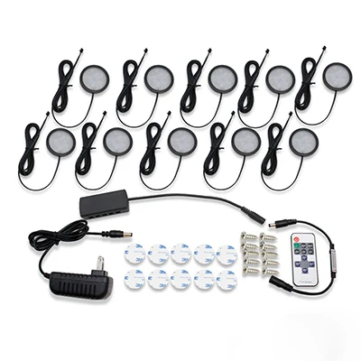 10Pcs kit Диммируемая ультра-тонкая светодиодная подсветка под шкаф светильники 12 в светодиодный светильник шайба комплект счетчик шкаф Ночной светильник с радиочастотным пультом дистанционного управления - Цвет: 10Pcs kit