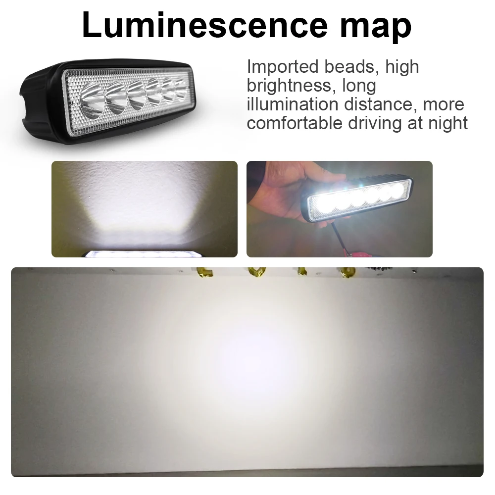 Werklamp 12v 4x4 18 Вт 6000 К Автомобильный светодиодный рабочий светильник бар дальнего