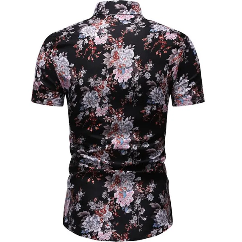 

New summer trend HZ28 men's casual sports short-sleeved european-style printed shirt