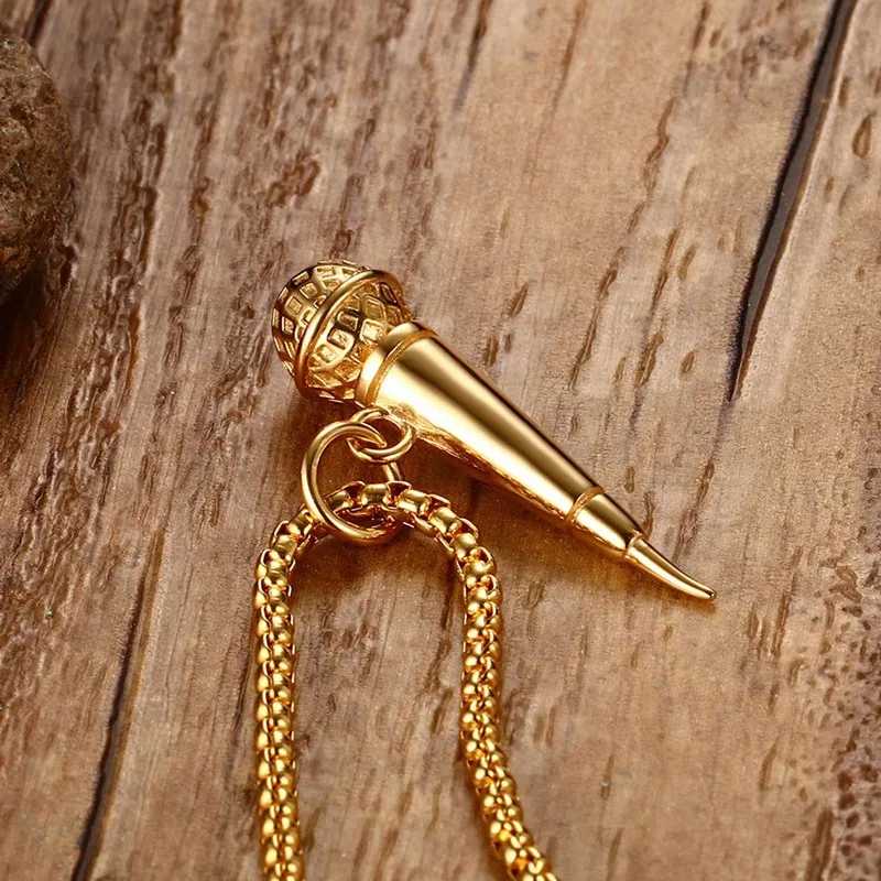 Vnox рок микрофон Цепочки и ожерелья кулон Для мужчин/Для женщин Нержавеющая сталь