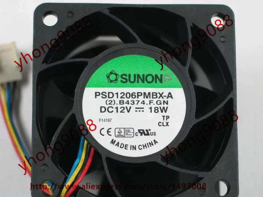 SUNON PSD1206PMBX A (2). B4374.f. GN DC 12V 18W 60x60x38mm вентилятор охлаждения сервера|square fan|server fandc fan 12v |